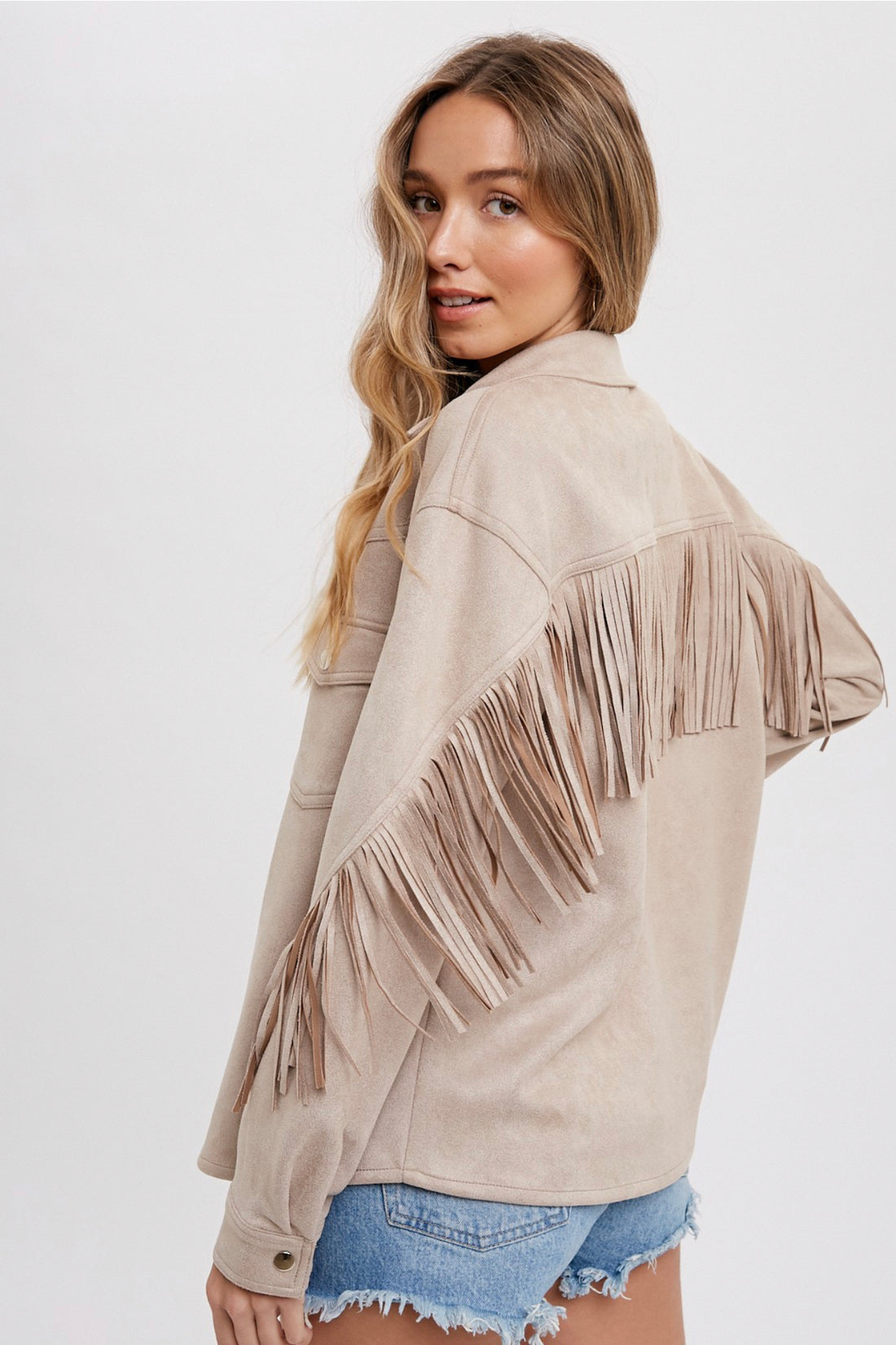 Sophia Suede Fringe Shacket