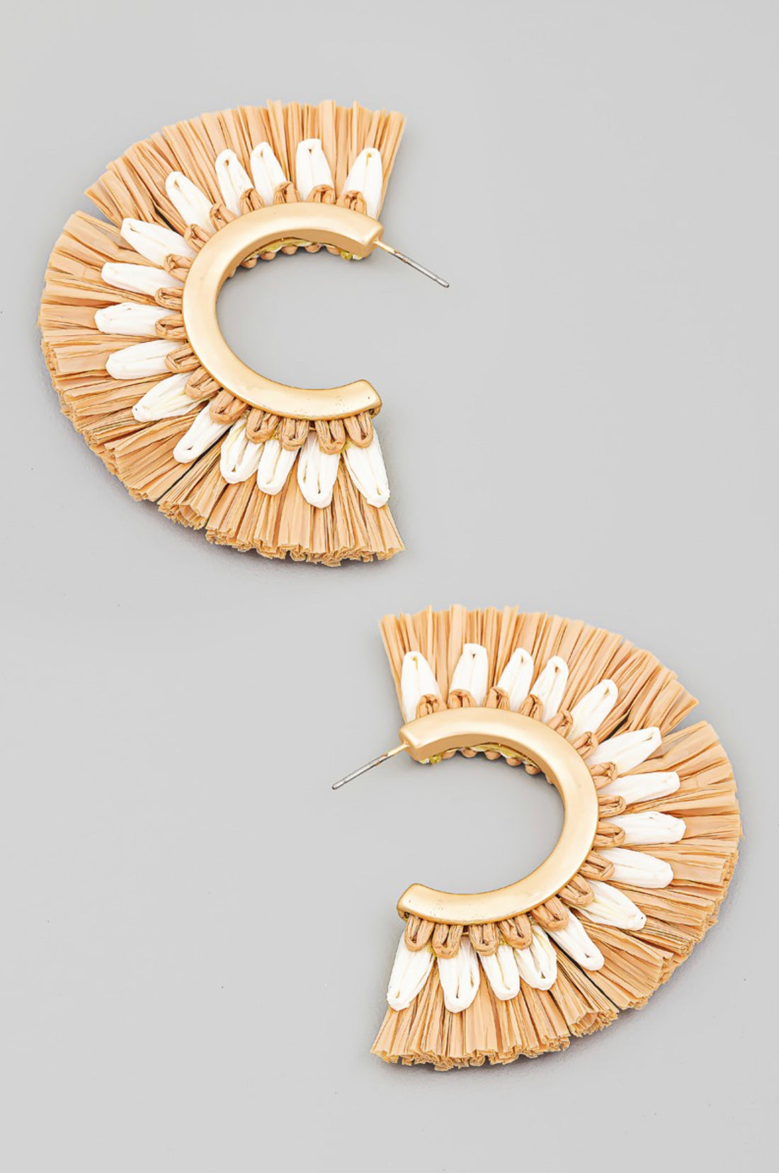 Raffia Fan Hoop Earrings