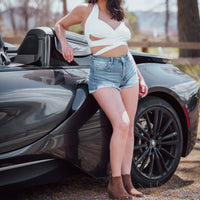 High Tide Distressed Denim Shorts