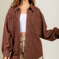 Mia Chocolate Oversized Button Up Shacket