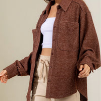 Mia Chocolate Oversized Button Up Shacket