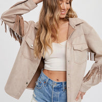 Sophia Suede Fringed Shacket