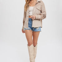 Sophia Suede Fringed Shacket