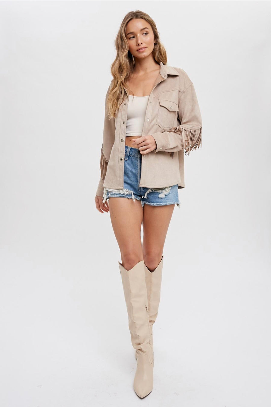 Sophia Suede Fringed Shacket